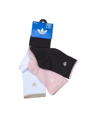 Adidas Originals Womens & Mens High Quarter Socks 3-Pack Medium White Pink Brown